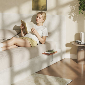 English Elm Airframe King Upholstered Bed Chenille Cloud Cushion Sliding Shelf Low Profile W1820P465973