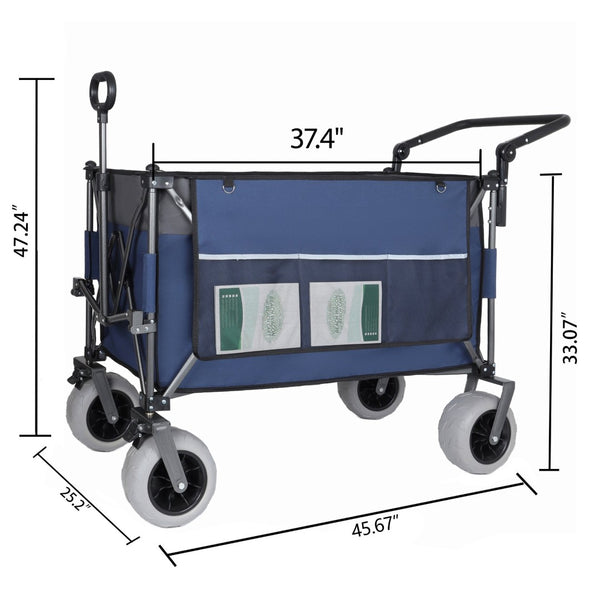 English Elm Multi-functional Folding Wagon with Balloon Tires 480lb Capacity Outdoor Terrain Cart W2932P362789