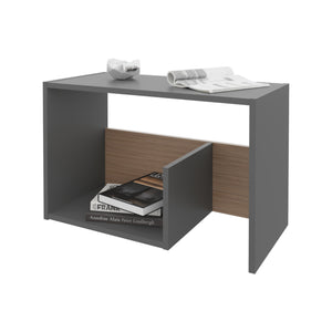 English Elm Fm Furniture Vega Melamine Side Table With Open Storage – Modern Matt Grey & Light Oak Design B128P293875