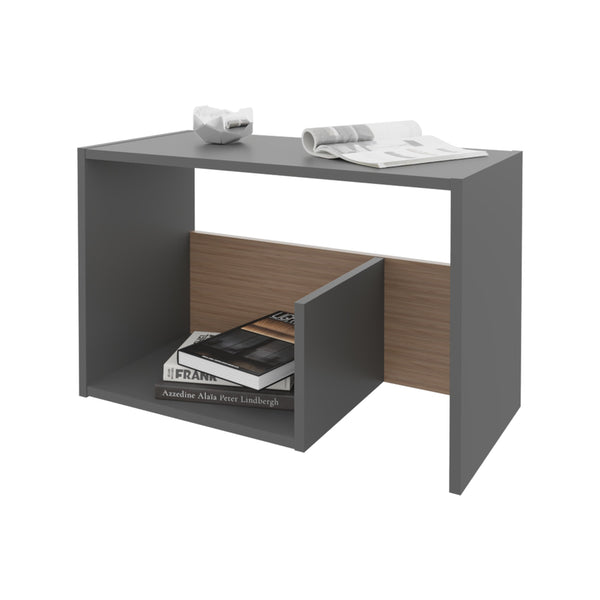 English Elm Fm Furniture Vega Melamine Side Table With Open Storage – Modern Matt Grey & Light Oak Design B128P293875