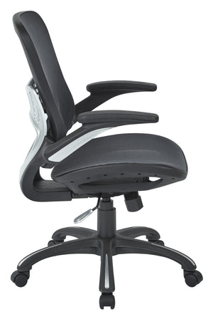 OSP Home Furnishings Mesh Back Ergonomic Manager Chair with Lumbar Support Adjustable Arms for Office Use Black 69906-3