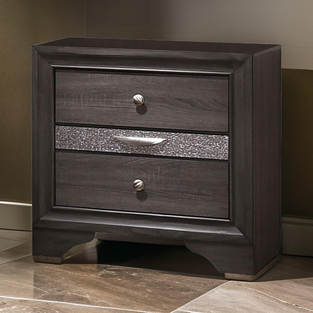 English Elm Nightstand Pearl White Lacquer with Textured Drawers and Clear Acrylic Legs Glam Bedroom B056P416772