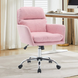 English Elm Artificial Pu Leather Office Chair Ergonomic Foam Cushion Adjustable Height Modern Desk Seat Pink W2311P409614