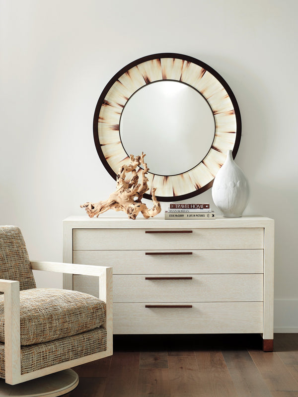 Lexington Barclay Butera Tehama Elegant Single Dresser With 4 Drawers, Brass Accents, And Chic Winter-white Finish Monterey  931-221