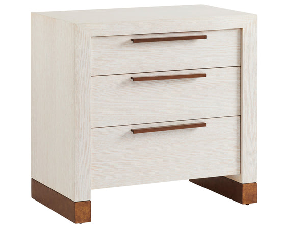 Lexington Barclay Butera Mc Way Nightstand - Elegant 3-drawer Storage With Burnished Bronze Pulls And Sophisticated Brass Trim Monterey  931-621