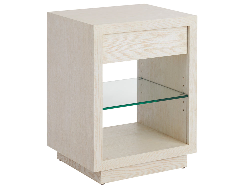 Lexington Barclay Butera Country Club Nightstand - Elegant White Oak Design With Adjustable Glass Shelf For Small Spaces Monterey  931-622