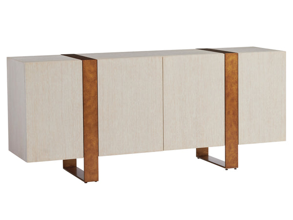 Lexington Barclay Butera Bixby Buffet - Sophisticated White Oak Storage With Brass Base, Adjustable Shelves & Cord Management Monterey  931-852