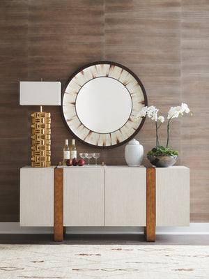 Lexington Barclay Butera Bixby Buffet - Sophisticated White Oak Storage With Brass Base, Adjustable Shelves & Cord Management Monterey  931-852