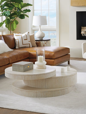 Lexington Barclay Butera Ventana Tiered Cocktail Table - Asymmetrical Design With Storage, White Oak Finish For Luxury Living Monterey  931-941