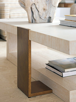 Lexington Barclay Butera Sunridge Contemporary Cocktail Table With Cantilevered Top And Calais Brass Metal Supports Monterey  931-943