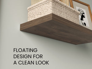 English Elm Floating Dark Brown 2-Shelf Wall Display, 31.5" W x 9.8" D, Engineered Wood, Eco-Friendly Finish B097P369457