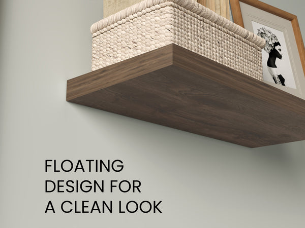 English Elm Floating Dark Brown 2-Shelf Wall Display, 31.5" W x 9.8" D, Engineered Wood, Eco-Friendly Finish B097P369457