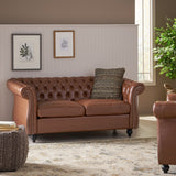 Christopher Knight Home® - Noble House - Silverdale Traditional Chesterfield Loveseat, Cognac Brown and Dark Brown