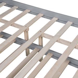 English Elm Full Size Wooden Led Platform Bed With Trundle, Storage Headboard & Usb Charging – Gray Finish N820S10009E