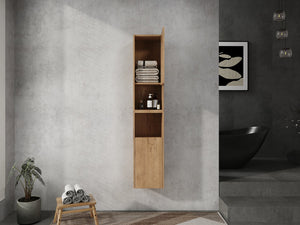 English Elm 24" Bathroom Side Cabinet - Wall-Mounted Design, Soft-Close Doors, Durable Plywood, Space-Saving Storage W999S00373