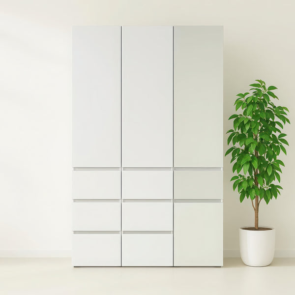 English Elm Elise Slim Modular Wood Closet Cabinet in White — Tall 108" Storage Unit with Drawers, Durable Melamine Finish B040P311966