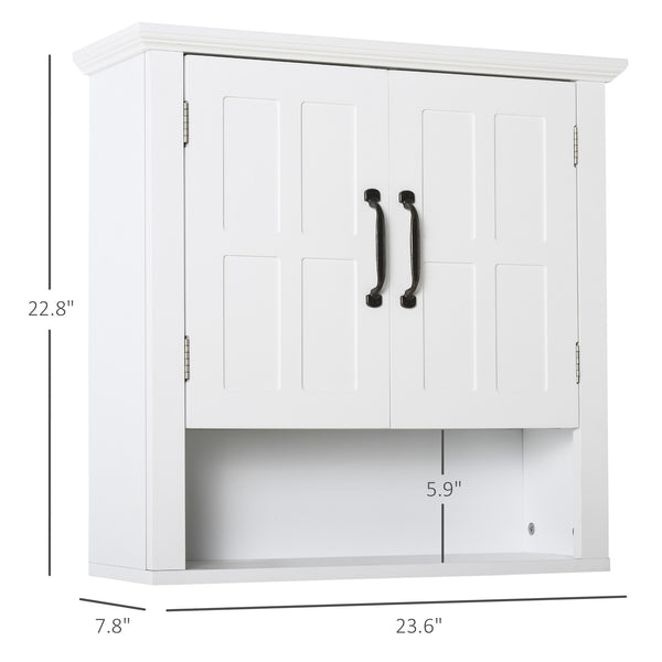English Elm HOMCOM Wall Medicine Cabinet Over Toilet, 3-Tier Adjustable Shelves, Moisture-Resistant MDF Storage W2225P250002
