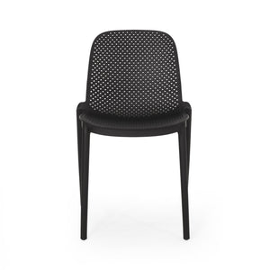 English Elm Christopher Knight Home® - IVY Outdoor Dining Chair with Weather-Resistant Polypropylene, Perforated Modern Design & Durable Frame Black 33.5 L x 23.5 W x 20.3 H 68520.00BLK