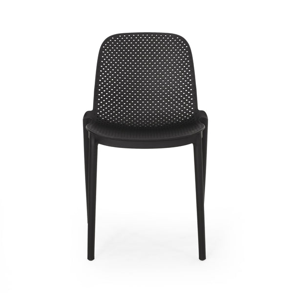 English Elm Christopher Knight Home® - IVY Outdoor Dining Chair with Weather-Resistant Polypropylene, Perforated Modern Design & Durable Frame Black 33.5 L x 23.5 W x 20.3 H 68520.00BLK