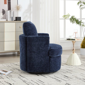 English Elm swivel Chenille Upholstered Office Chair with Metal Turntable, Breathable Durable Wood Frame for Comfort and Style Blue W2120P322757