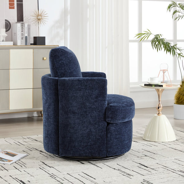 English Elm swivel Chenille Upholstered Office Chair with Metal Turntable, Breathable Durable Wood Frame for Comfort and Style Blue W2120P322757