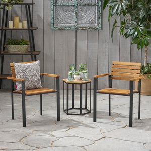 Christopher Knight Home® - Noble House - Laris Outdoor Wood and Iron Dining Chairs - Set of 2