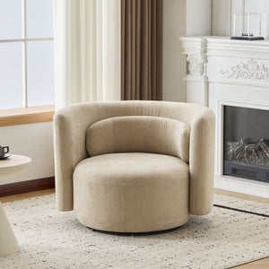 English Elm Christopher Knight Home® - Swivel Contemporary Accent Armchair with Lumbar Pillow, 360° Rotation, Metal Base Durability khaki 37.75 L x 33.75 W x 26.5 H N776P368491K