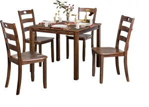 English Elm Transitional Counter Height 3pc Dining Set with USB Charging, Storage Shelves & Padded Seats Walnut 42 L x 41 W x 13 H B2741P381507