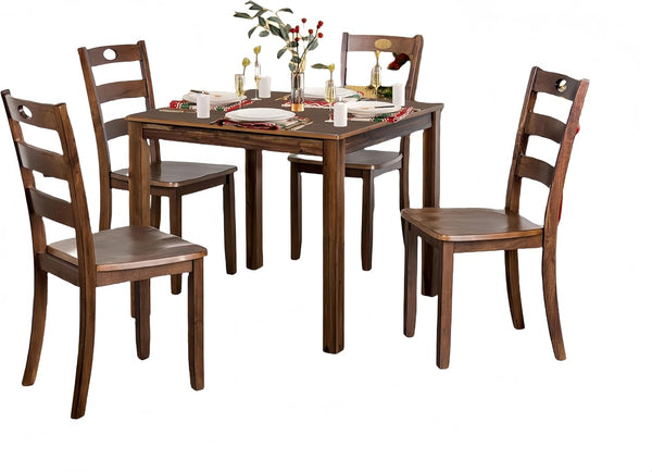 English Elm Transitional Counter Height 3pc Dining Set with USB Charging, Storage Shelves & Padded Seats Walnut 42 L x 41 W x 13 H B2741P381507