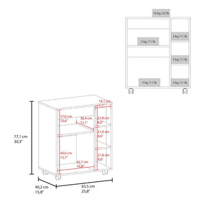 English Elm Kaito White Kitchen Cart with Open Shelving Enclosed Cabinet and Appliance Surface B070P474241