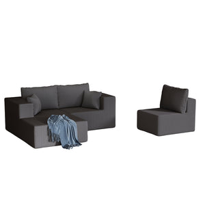 English Elm 108.3" Modular Cloud Sectional Corduroy Upholstered L Shape Sofa for Living Room Dark Grey W1097S00155