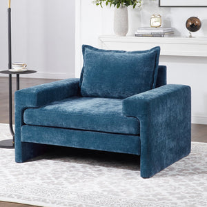 English Elm Christopher Knight Home® - Chenille Oversized Armchair with Thick Cushion and Wide Armrests, Ergonomic Back for Cozy Living Spaces Blue N763P314419C
