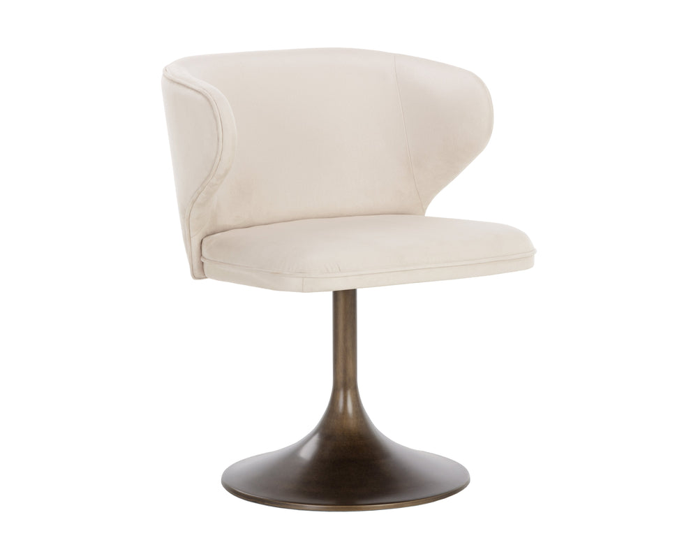 Sunpan Simone Swivel Dining Chair - Modern Performance Fabric Design with Antique Brass Base for Style Casablanca Cloud