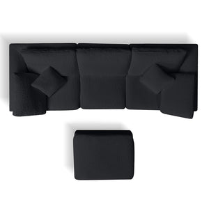 English Elm 110" Cloud Sectional Sofa Modular L-Shape with Ottoman, Chenille Fabric, Deep Seats, 7 Pillows Included Black W1359S00015