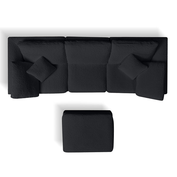 English Elm 110" Cloud Sectional Sofa Modular L-Shape with Ottoman, Chenille Fabric, Deep Seats, 7 Pillows Included Black W1359S00015