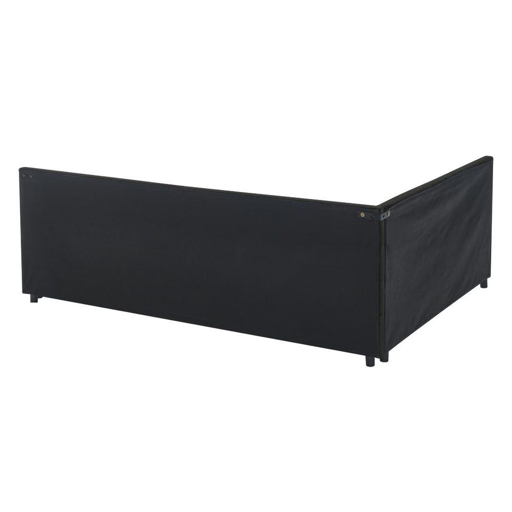 English Elm Queen Upholstered Tufted Bed Frame - Stylish Velvet Sofa Bed With Backrest & Armrests For Comfort W487S00282-GIGA