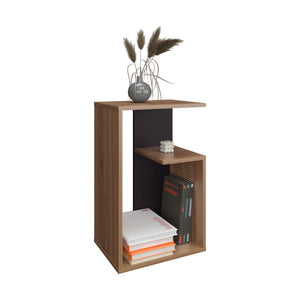 English Elm Side Table 25" H - Minimalist Design With 2 Shelves, Light Brown Finish For Small Spaces & Storage B097P296871-GIGA