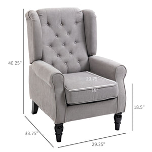 English Elm HOMCOM Button-Tufted Accent Chair with High Wingback, Deep Diamond Tufting and Plush Padded Seat Grey W2225P217480