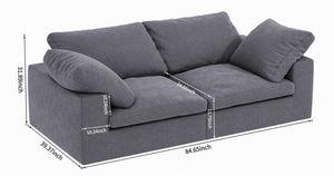 English Elm Chenille Cloud Sofa Plush 2 Seater with Curved Arms and Lumbar Pillows for Living Room W1960S00015