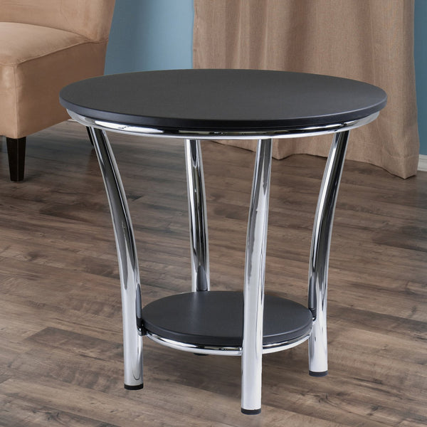 Winsome Wood Maya Modern Round End Table With Shelf - Sleek Black Metal Design For Living Room & Office Use Black ,Metal Composite Wood ,Metal 93219-winsome-wood