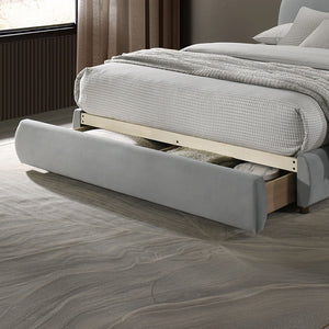 English Elm Light Twin Daybed with Molded Panels and Turned Finials, Solid Wood Transitional Design, Mattress Ready Light Gray 40 L x 21 W x 15 H B2741S00719