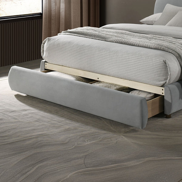 English Elm Light Twin Daybed with Molded Panels and Turned Finials, Solid Wood Transitional Design, Mattress Ready Light Gray 40 L x 21 W x 15 H B2741S00719