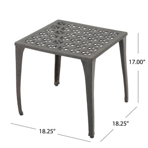 English Elm Christopher Knight Home® - Outdoor 18" Cast Aluminum Side Table - Elegant & Weather-Resistant Accent For Patio Or Indoor Use N773P348245B