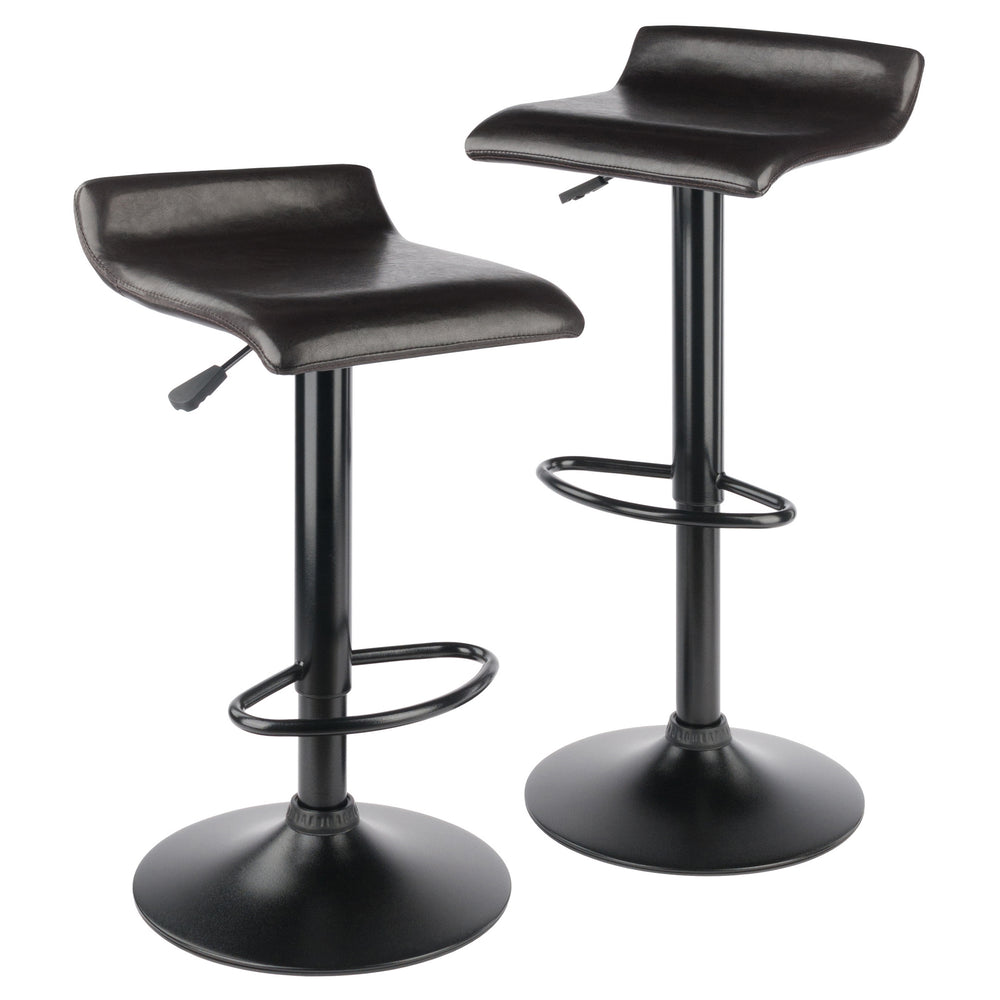 Winsome Wood Paris Adjustable Swivel Stool Set - Stylish Faux Leather & Metal, Perfect For Kitchen Or Bar Use Espresso ,Black Polyurethane ,Metal 93232-winsome-wood