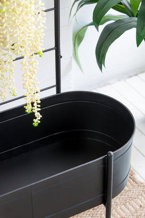 English Elm 32x14x60" Matte Black Iron Ladder Plant Stand with Bucket Planters for Indoor Outdoor W2078P499969