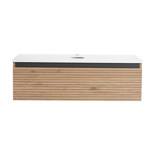 English Elm 36'' Floating Wall Mounted Bathroom Vanity Plywood Build with Soft Close Drawer W999P285411