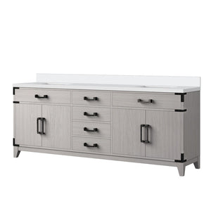 English Elm White Oak Double Bath Vanity With Cultured Marble Top – Elegant Storage & Soft-Close Design 80" W B2731P259945-GIGA