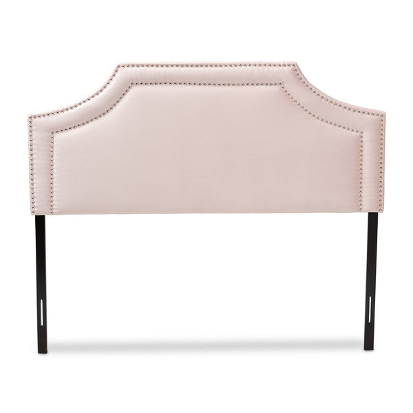 Baxton Studio Baxton Studio Avignon Light Pink Velvet Headboard - Modern Elegance with Adjustable Height & Glam Detail BBT6566-Light Pink-HB-Queen