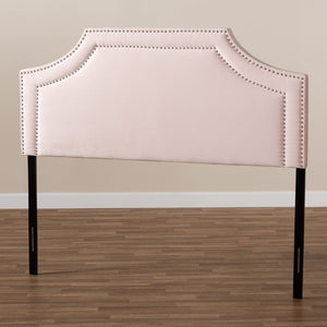 Baxton Studio Baxton Studio Avignon Light Pink Velvet Headboard - Modern Elegance with Adjustable Height & Glam Detail BBT6566-Light Pink-HB-Queen