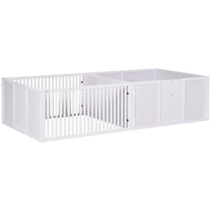 English Elm Pawhut Pine Whelping Box Two Room Puppy Pen with Removable Doors for Newborns W2225P173800